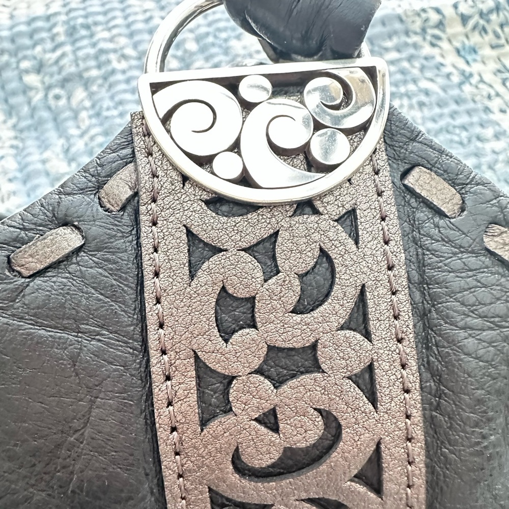 Brighton Black Leather Shoulder Bag with Silver Accents - Picture 8 of 11